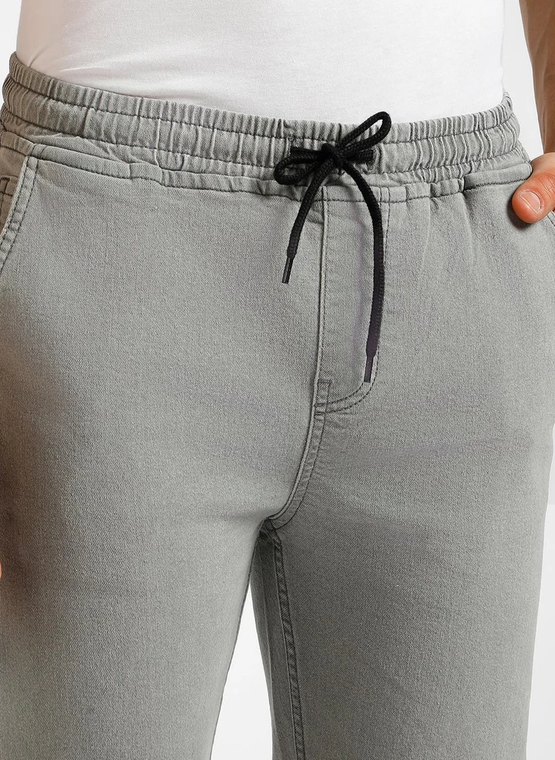 Urbano Fashion  Urbano Fashion Men's Ice Grey Regular Fit Washed Jogger Jeans Stretchable for Men | Best Price UAE